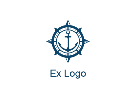 ship anchor in compass frame