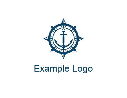 ship anchor in compass frame