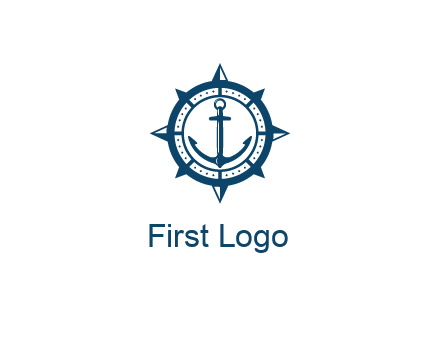 ship anchor in compass frame