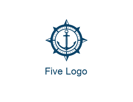 ship anchor in compass frame