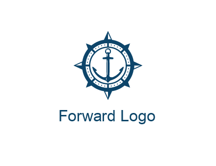 ship anchor in compass frame