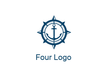ship anchor in compass frame