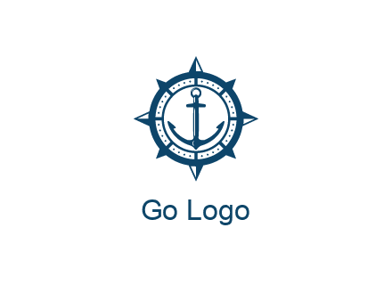 ship anchor in compass frame