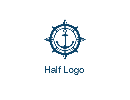 ship anchor in compass frame