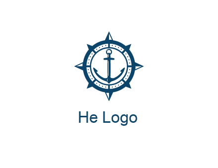 ship anchor in compass frame