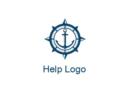 ship anchor in compass frame