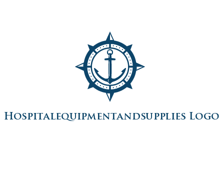 ship anchor in compass frame