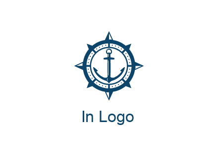 ship anchor in compass frame