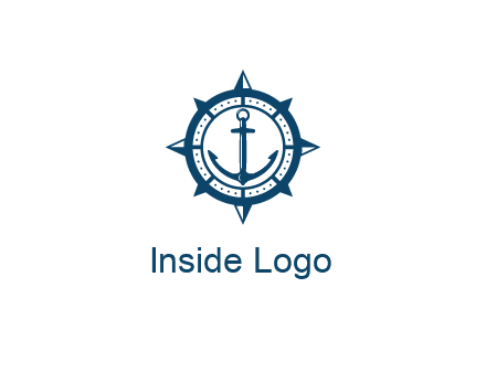 ship anchor in compass frame
