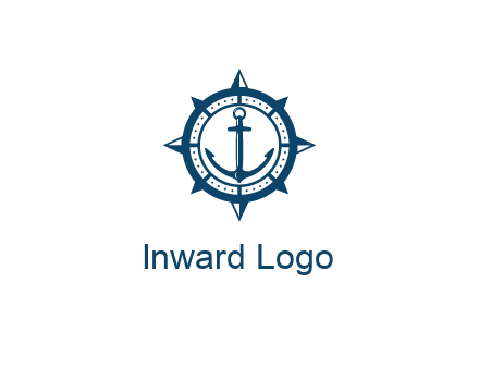 ship anchor in compass frame