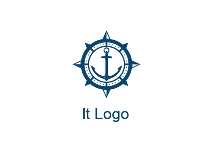 ship anchor in compass frame