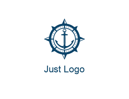 ship anchor in compass frame