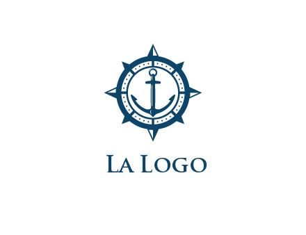 ship anchor in compass frame