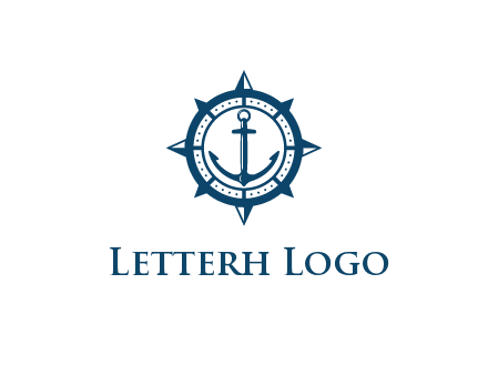 ship anchor in compass frame