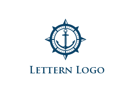 ship anchor in compass frame