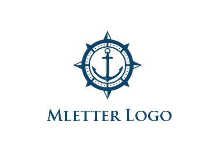 ship anchor in compass frame