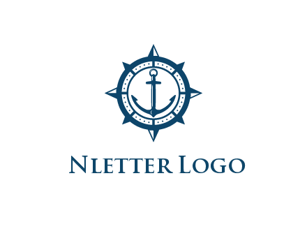 ship anchor in compass frame