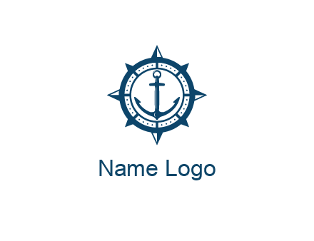 ship anchor in compass frame