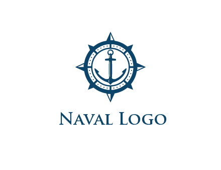 ship anchor in compass frame