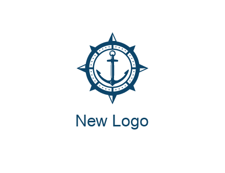 ship anchor in compass frame