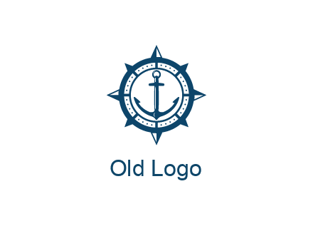ship anchor in compass frame