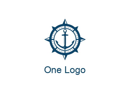 ship anchor in compass frame