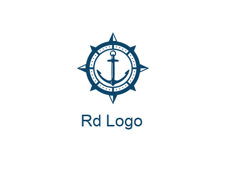 ship anchor in compass frame