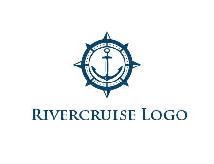 ship anchor in compass frame
