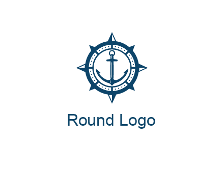 ship anchor in compass frame