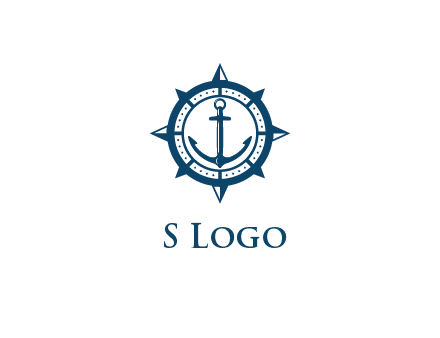 ship anchor in compass frame