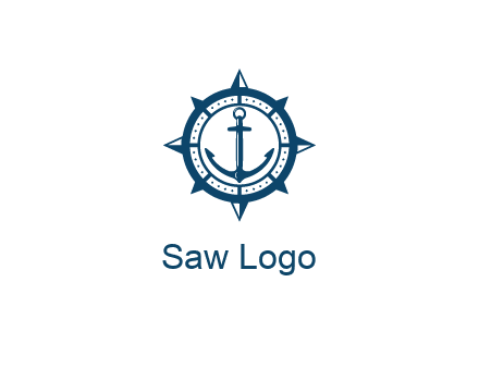 ship anchor in compass frame