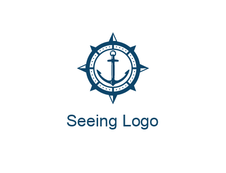 ship anchor in compass frame