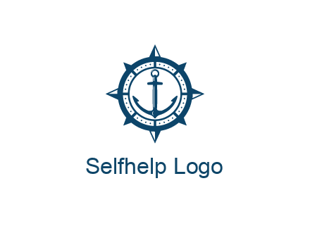 ship anchor in compass frame