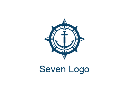 ship anchor in compass frame