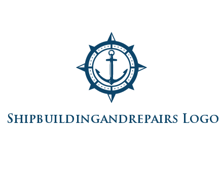 ship anchor in compass frame