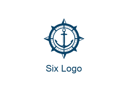 ship anchor in compass frame
