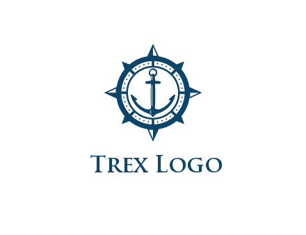 ship anchor in compass frame