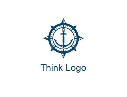 ship anchor in compass frame