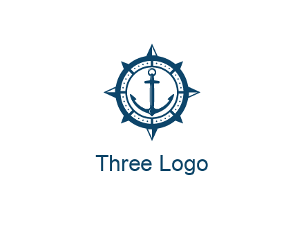ship anchor in compass frame