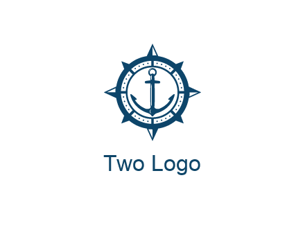 ship anchor in compass frame