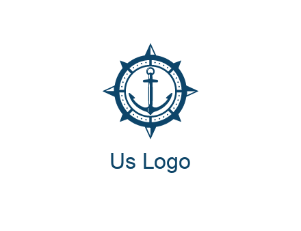 ship anchor in compass frame
