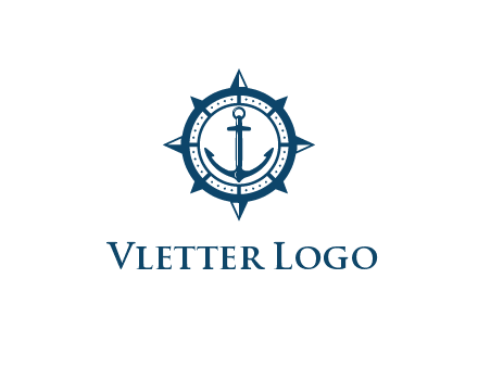 ship anchor in compass frame