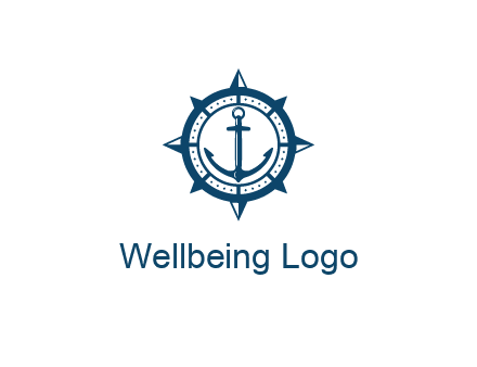 ship anchor in compass frame