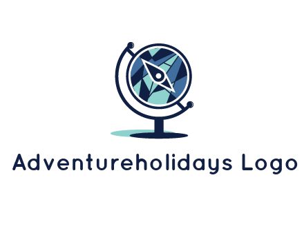 polygonal globe with compass arrow