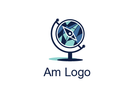 polygonal globe with compass arrow