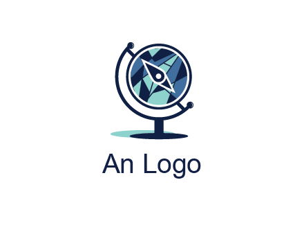 polygonal globe with compass arrow