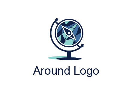 polygonal globe with compass arrow
