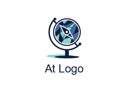 polygonal globe with compass arrow