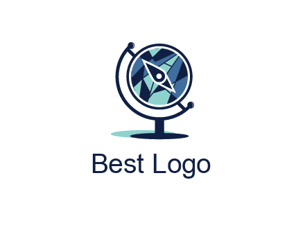polygonal globe with compass arrow