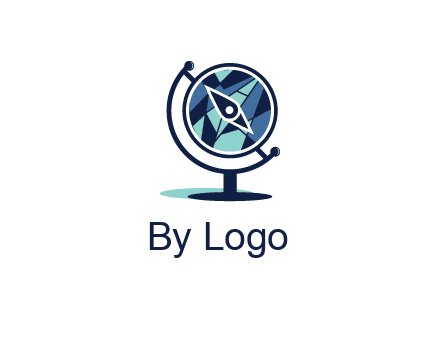 polygonal globe with compass arrow